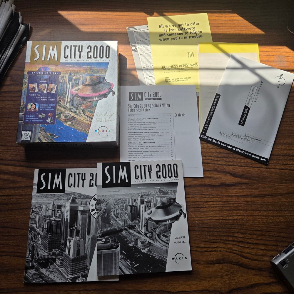 SimCity 2000 Special Edition PC Mac Big Box Maxis 1996 Vtg Game Manual No Disc